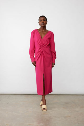 Collectors Club Long Fluid Dress Draped Knot