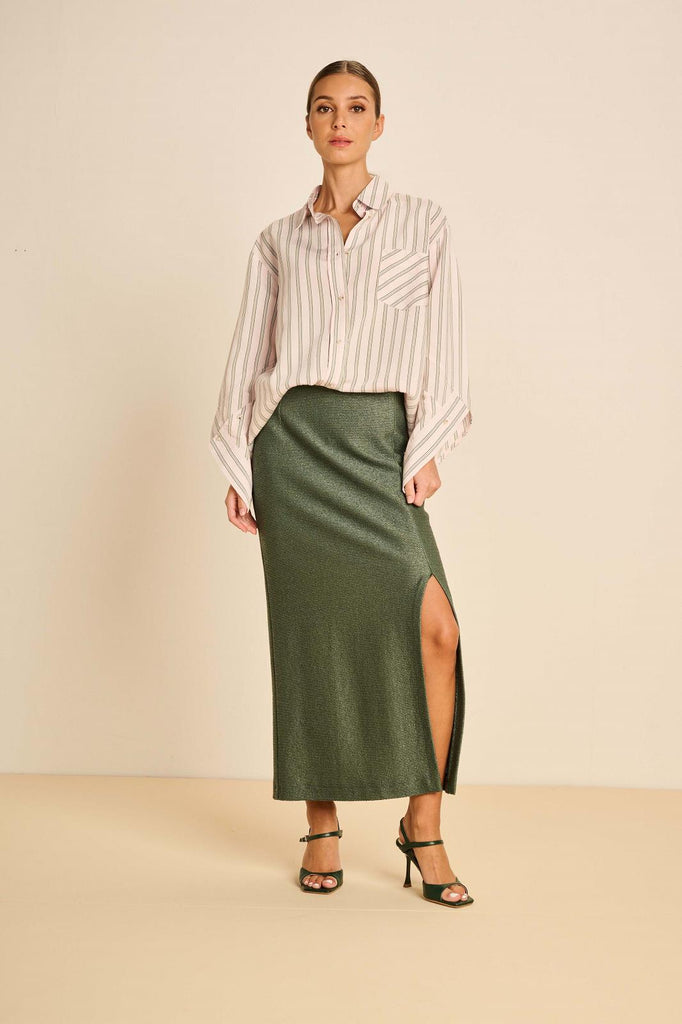 March23 Roze Kokerrok Crèmekleurige Midi Rok Met Bloemetjes Van