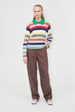 Stine Goya Polo Mix Stripe Polo Collar Sweater