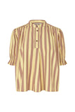 Stine Goya Blouse Soft Striped Embroidery, Smocked Gathered Top