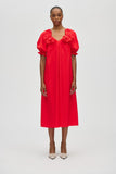 Stine Goya Jurk Solid Viscose, Puff Sleeve Detail Long Dress
