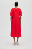 Stine Goya Jurk Solid Viscose, Puff Sleeve Detail Long Dress