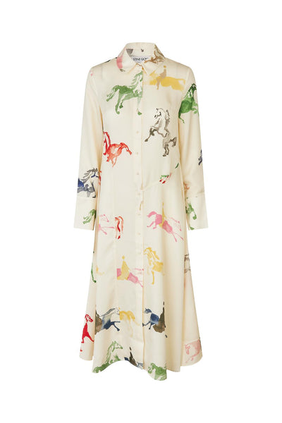 Stine Goya Jurk Dry Viscose, Front Placket Midi Polo Dress