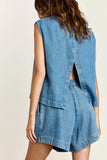 Studio Clique Top Celeste Sleeveless denim top with overlap on the back
