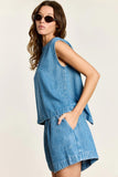 Studio Clique Top Celeste Sleeveless denim top with overlap on the back