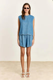 Studio Clique Top Celeste Sleeveless denim top with overlap on the back
