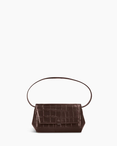 Kaai Handtas Ikon Clutch Soft Croco Espresso