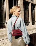 Kaai Handtas Ikon Clutch Soft Croco Merlot