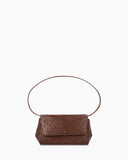 Kaai Handtas Ikon Clutch Ostrich Print Chocolate Brown