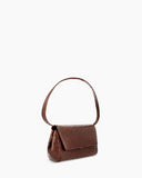 Kaai Handtas Ikon Clutch Ostrich Print Chocolate Brown