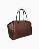 Kaai Handtas Voyager Ostrich Printed Chocolate Brown