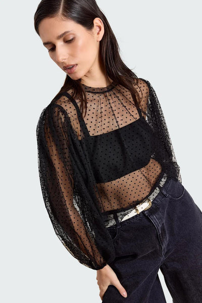Studio Clique Blouse Ibe Transparent Blouse With Puff Sleeves