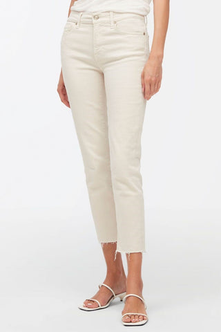 For All Mankind Roxanne Ankle Colored Stretch With Raw Cut Hem Almond